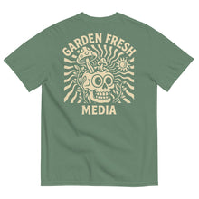 Load image into Gallery viewer, Garden Fresh Media Rebellious Growth Tee in green with skull flower graphic

